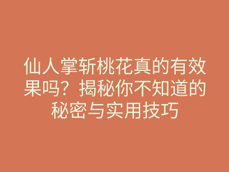 仙人掌斩桃花真的有效果吗?揭秘你不知道的秘密与实用技巧