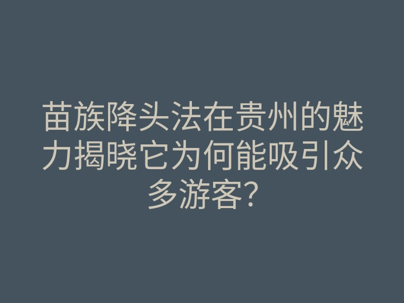 苗族降头法在贵州的魅力揭晓它为何能吸引众多游客?