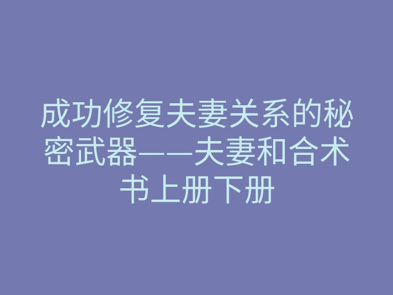 成功修复夫妻关系的秘密武器——夫妻和合术书上册下册