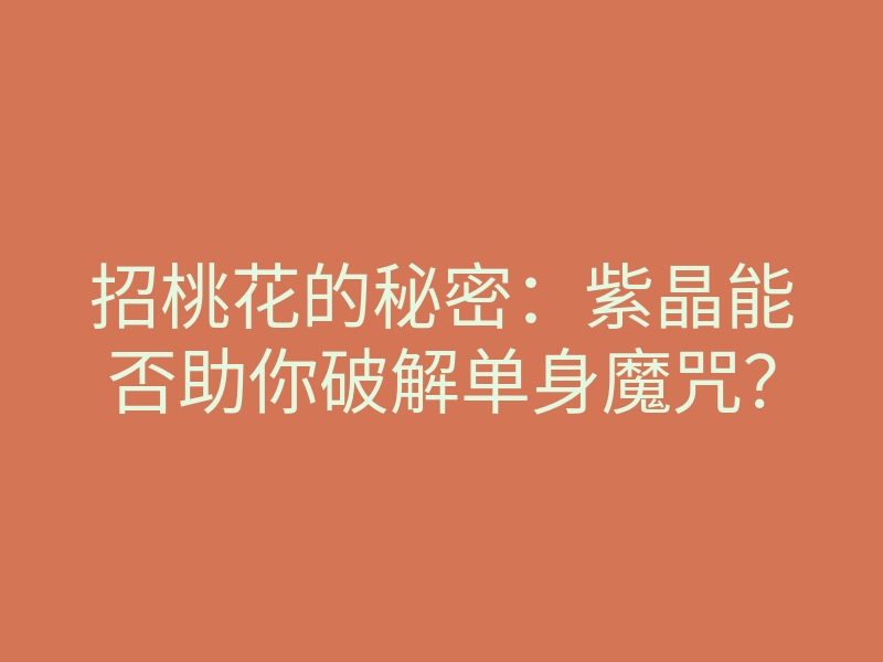 招桃花的秘密:紫晶能否助你破解单身魔咒?