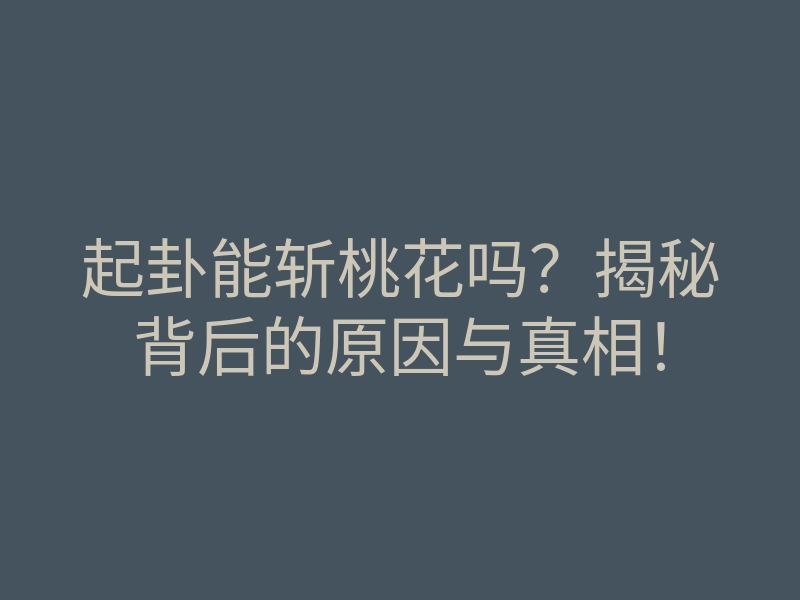 起卦能斩桃花吗?揭秘背后的原因与真相!