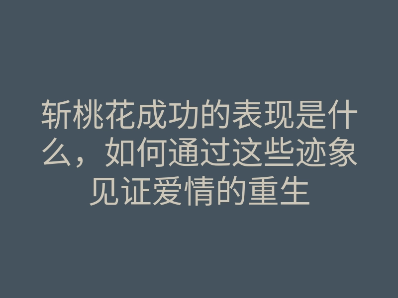 斩桃花成功的表现是什么,如何通过这些迹象见证爱情的重生