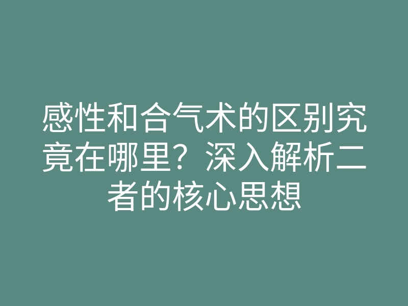 感性和合气术的区别究竟在哪里?深入解析二者的核心思想