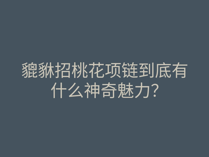 貔貅招桃花项链到底有什么神奇魅力?