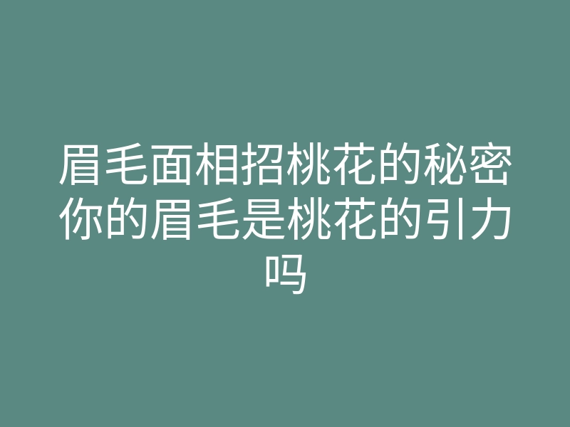 眉毛面相招桃花的秘密你的眉毛是桃花的引力吗