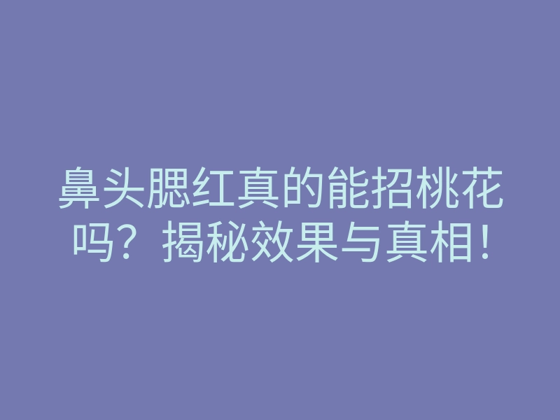 鼻头腮红真的能招桃花吗?揭秘效果与真相!