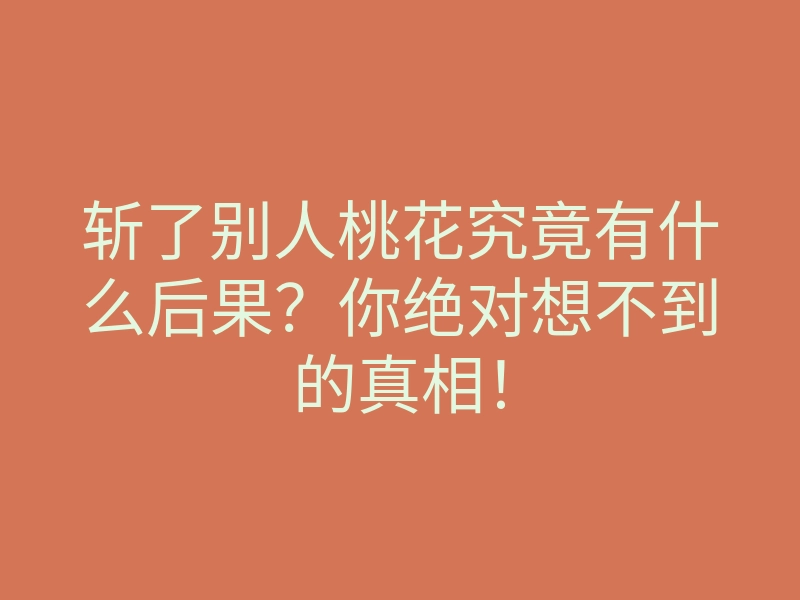 斩了别人桃花究竟有什么后果?你绝对想不到的真相!