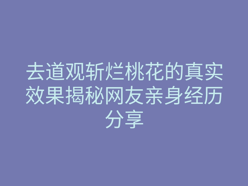 去道观斩烂桃花的真实效果揭秘网友亲身经历分享