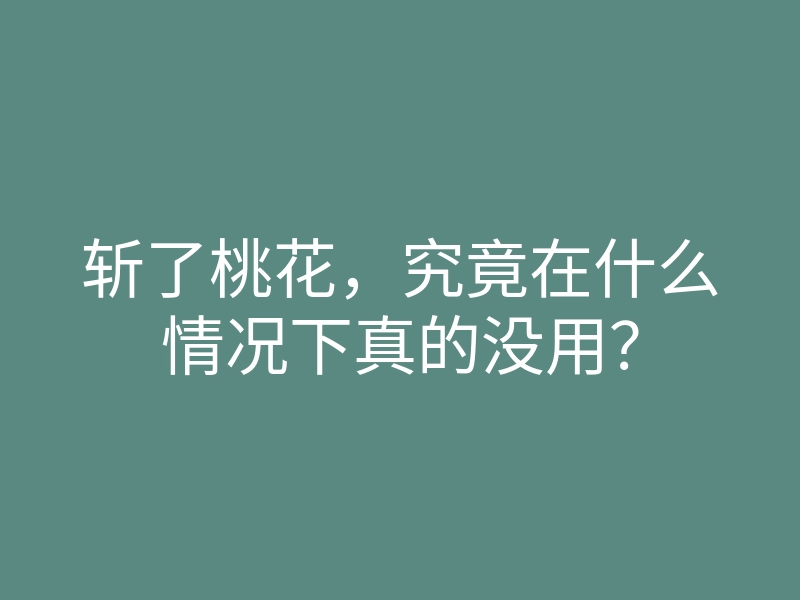 斩了桃花,究竟在什么情况下真的没用?