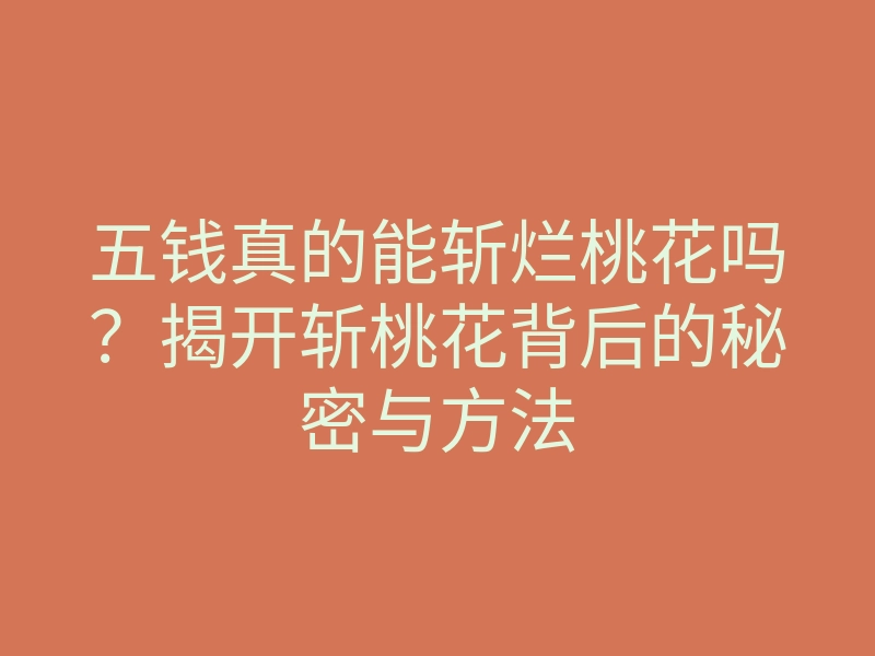 五钱真的能斩烂桃花吗?揭开斩桃花背后的秘密与方法