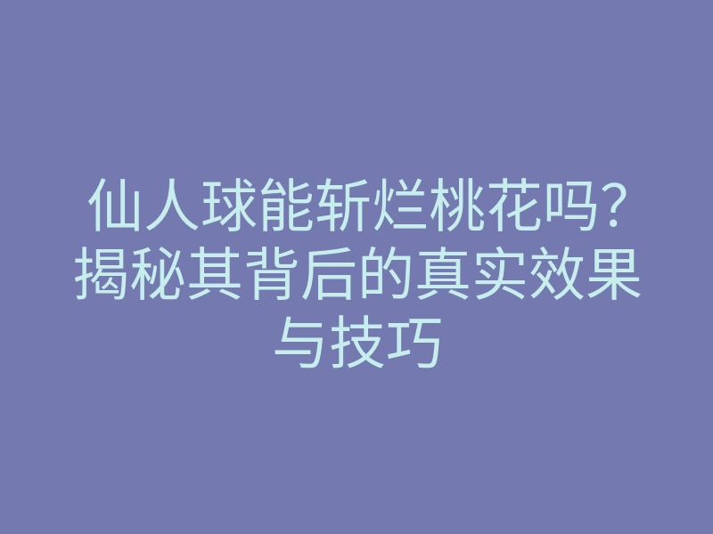 仙人球能斩烂桃花吗?揭秘其背后的真实效果与技巧