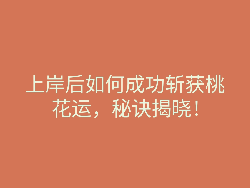 上岸后如何成功斩获桃花运,秘诀揭晓!