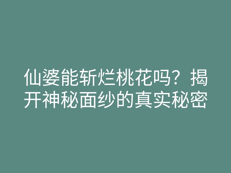 仙婆能斩烂桃花吗?揭开神秘面纱的真实秘密