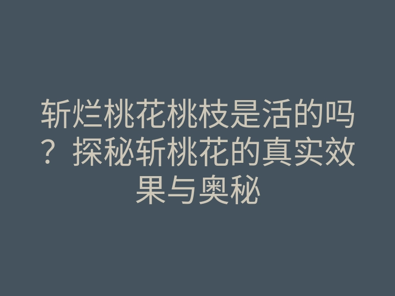 斩烂桃花桃枝是活的吗？探秘斩桃花的真实效果与奥秘