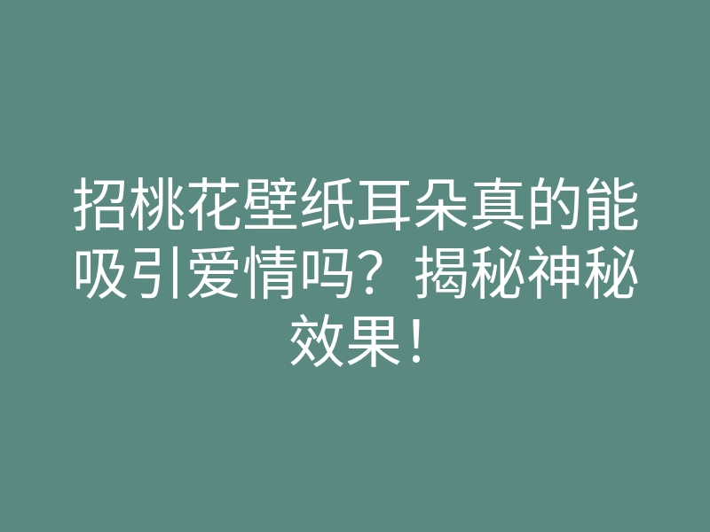 招桃花壁纸耳朵真的能吸引爱情吗?揭秘神秘效果!