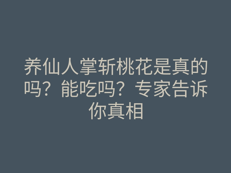养仙人掌斩桃花是真的吗?能吃吗?专家告诉你真相