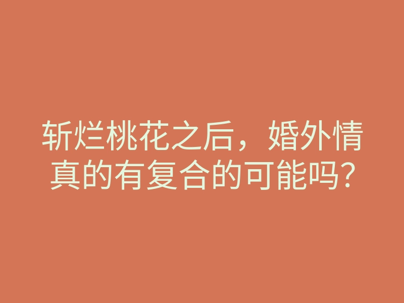 斩烂桃花之后,婚外情真的有复合的可能吗?