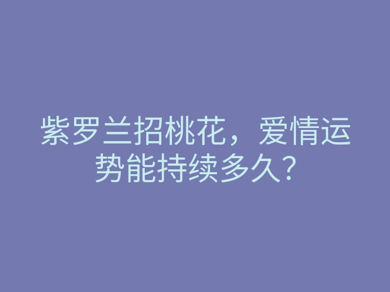紫罗兰招桃花,爱情运势能持续多久?