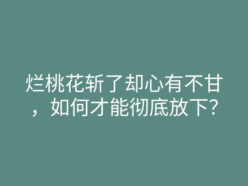 烂桃花斩了却心有不甘,如何才能彻底放下?
