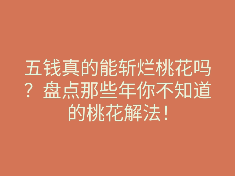 五钱真的能斩烂桃花吗?盘点那些年你不知道的桃花解法!