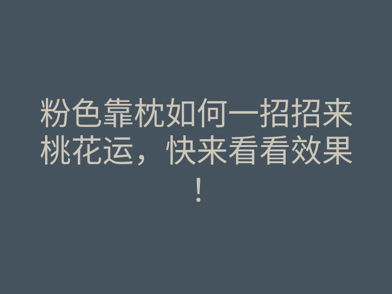 粉色靠枕如何一招招来桃花运,快来看看效果!