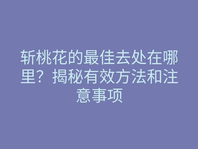 斩桃花的最佳去处在哪里?揭秘有效方法和注意事项