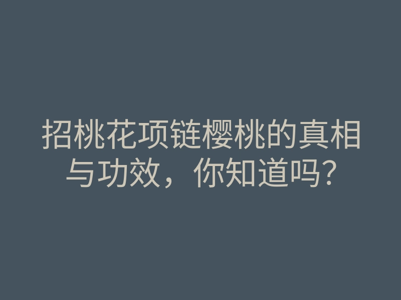 招桃花项链樱桃的真相与功效,你知道吗?