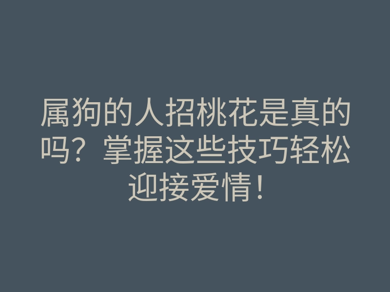 属狗的人招桃花是真的吗?掌握这些技巧轻松迎接爱情!