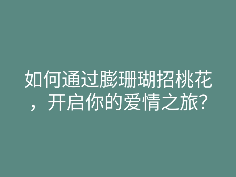 如何通过膨珊瑚招桃花，开启你的爱情之旅？