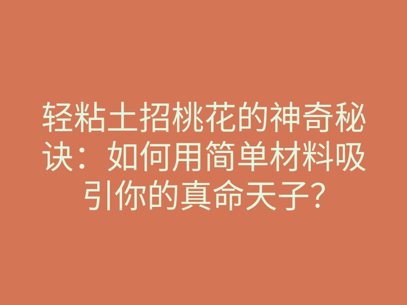 轻粘土招桃花的神奇秘诀:如何用简单材料吸引你的真命天子?