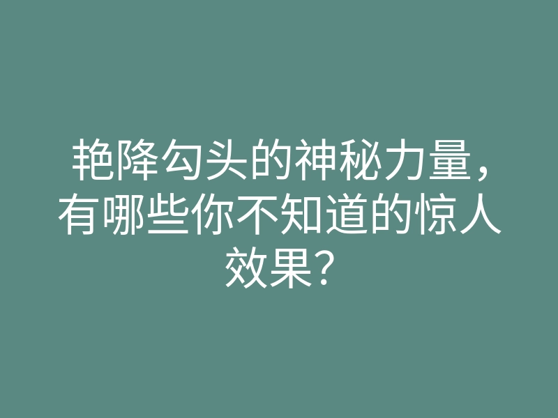 艳降勾头的神秘力量,有哪些你不知道的惊人效果?