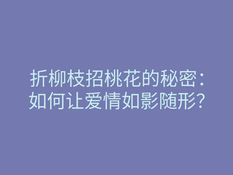 折柳枝招桃花的秘密:如何让爱情如影随形?