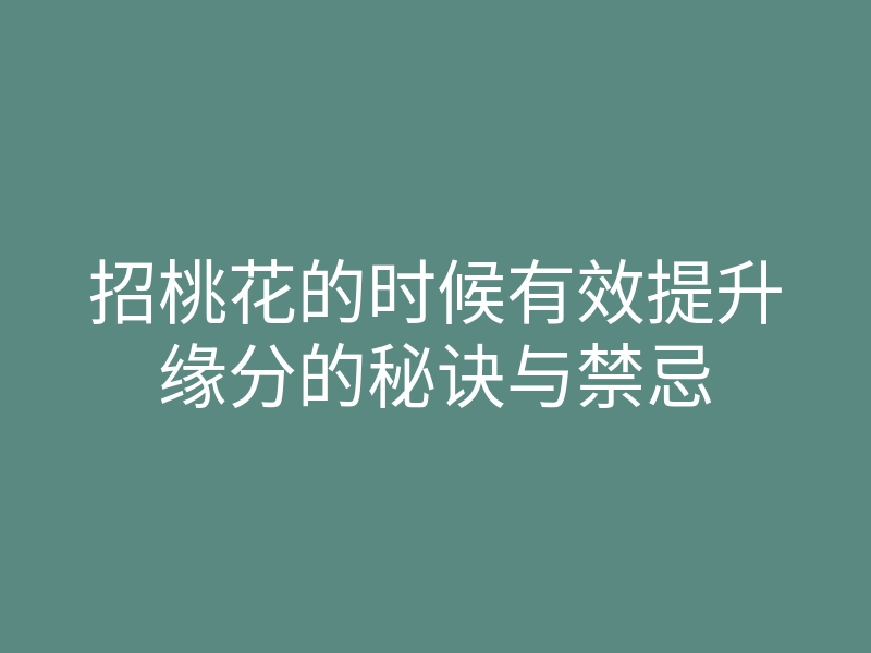招桃花的时候有效提升缘分的秘诀与禁忌