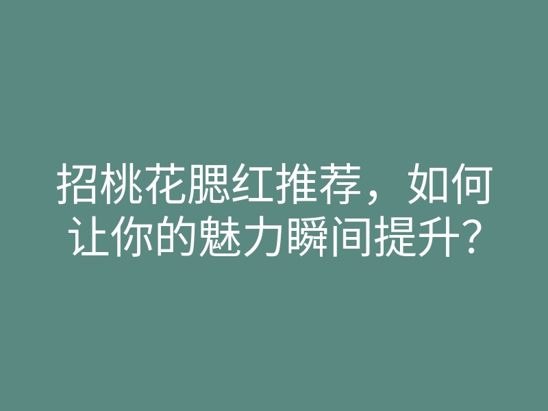 招桃花腮红推荐,如何让你的魅力瞬间提升?