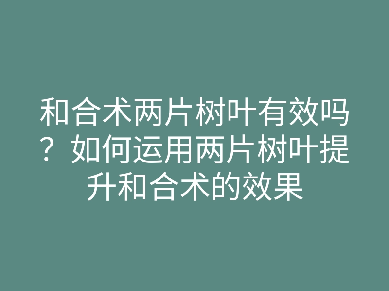 和合术两片树叶有效吗?如何运用两片树叶提升和合术的效果