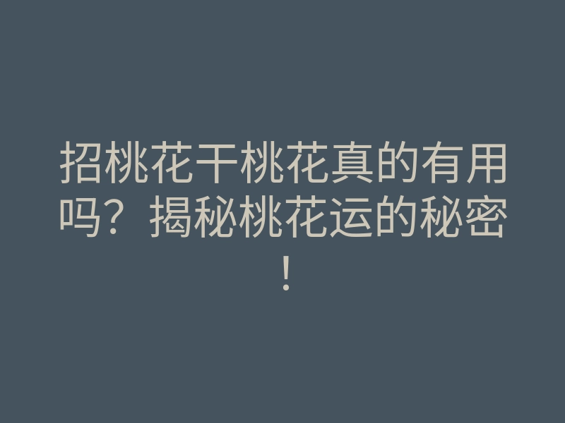 招桃花干桃花真的有用吗?揭秘桃花运的秘密!