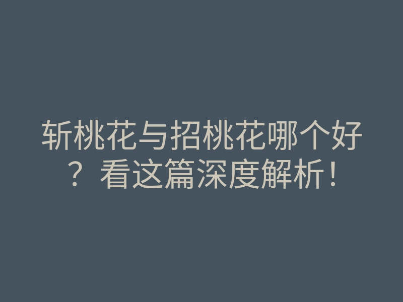 斩桃花与招桃花哪个好?看这篇深度解析!