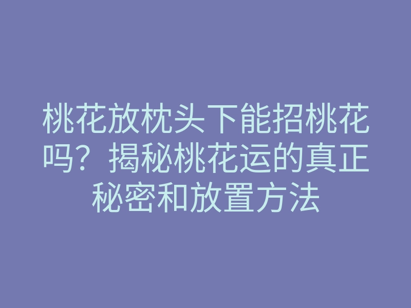 桃花放枕头下能招桃花吗?揭秘桃花运的真正秘密和放置方法