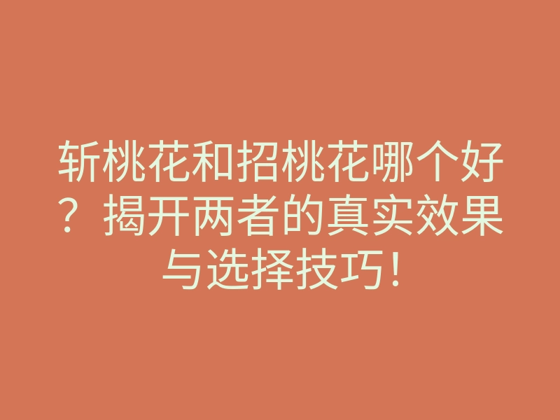 斩桃花和招桃花哪个好?揭开两者的真实效果与选择技巧!
