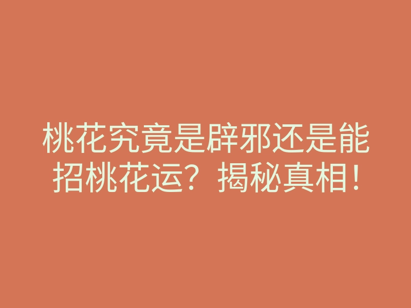 桃花究竟是辟邪还是能招桃花运?揭秘真相!