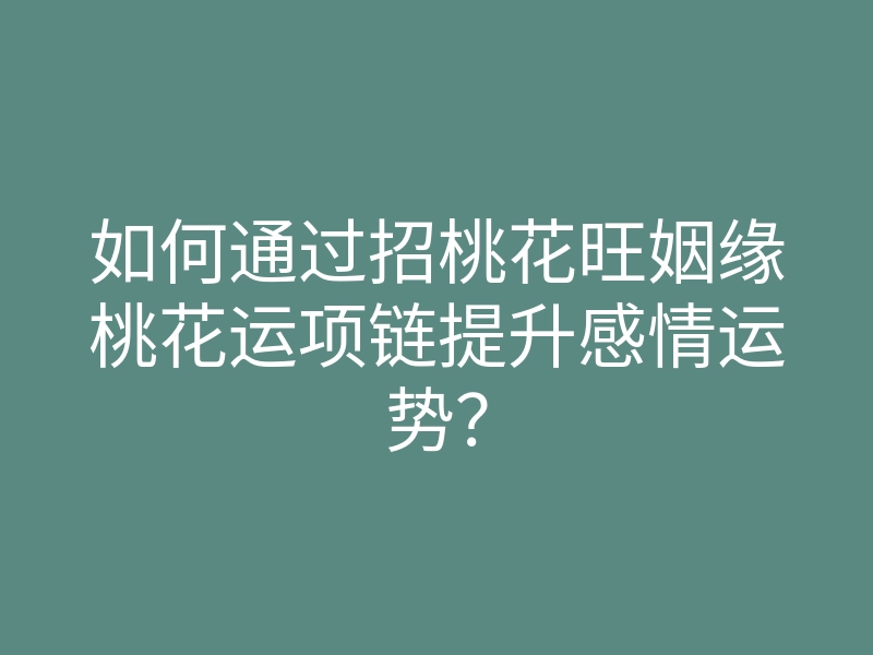 如何通过招桃花旺姻缘桃花运项链提升感情运势?