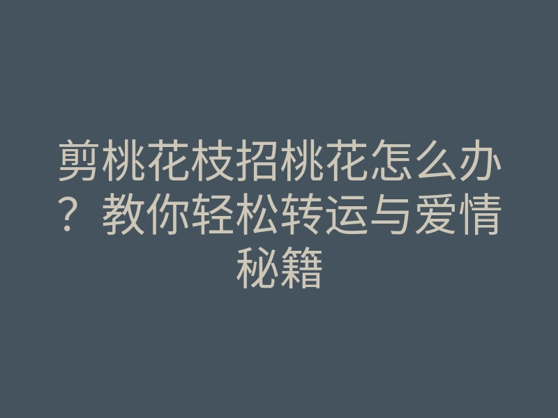 剪桃花枝招桃花怎么办？教你轻松转运与爱情秘籍