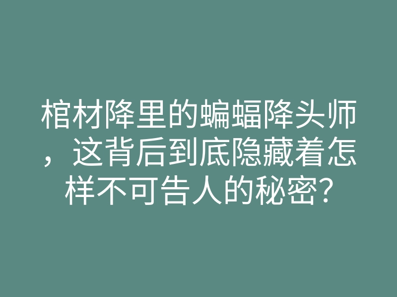 棺材降里的蝙蝠降头师,这背后到底隐藏着怎样不可告人的秘密?