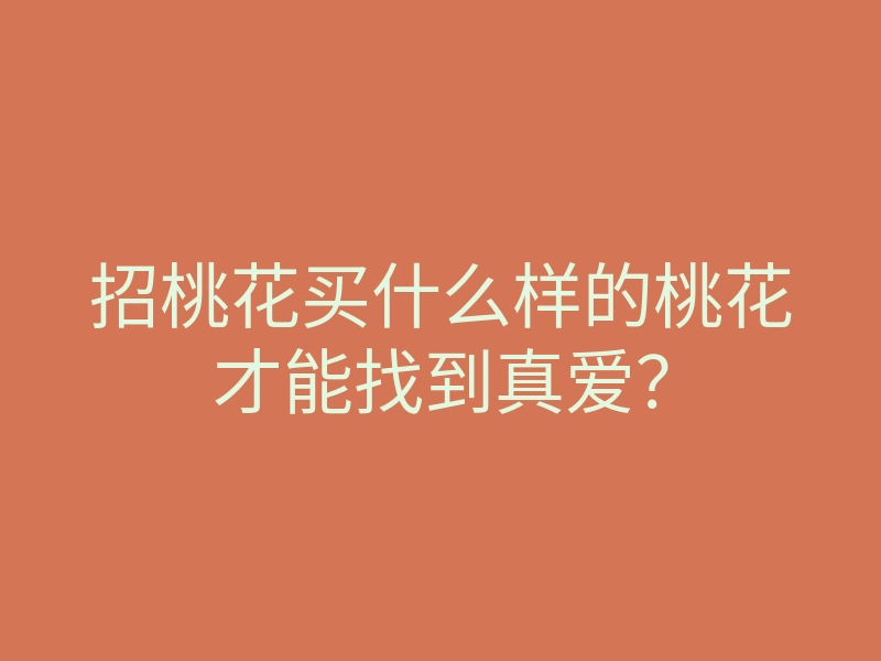 招桃花买什么样的桃花才能找到真爱?