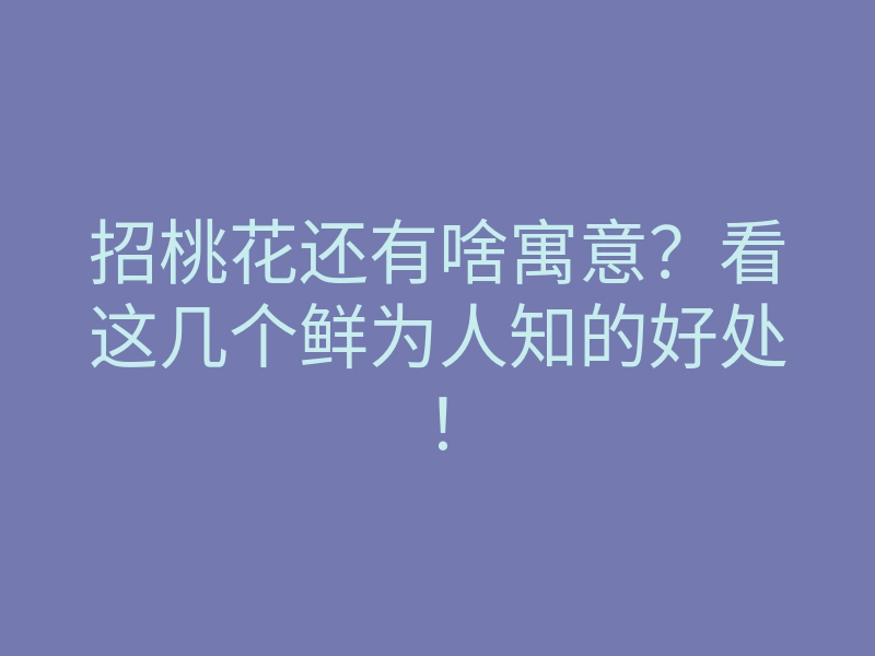 招桃花还有啥寓意？看这几个鲜为人知的好处！