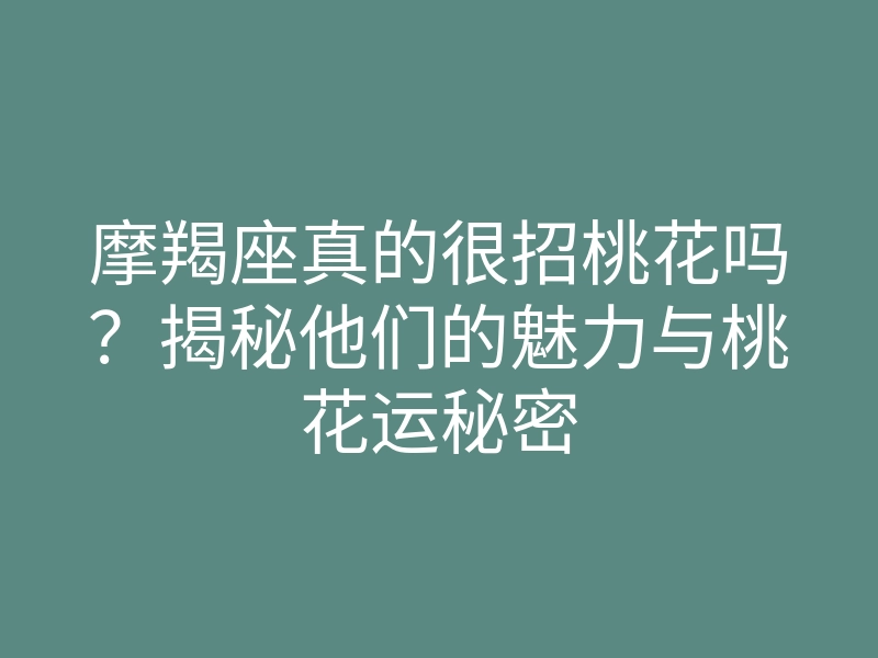 摩羯座真的很招桃花吗?揭秘他们的魅力与桃花运秘密