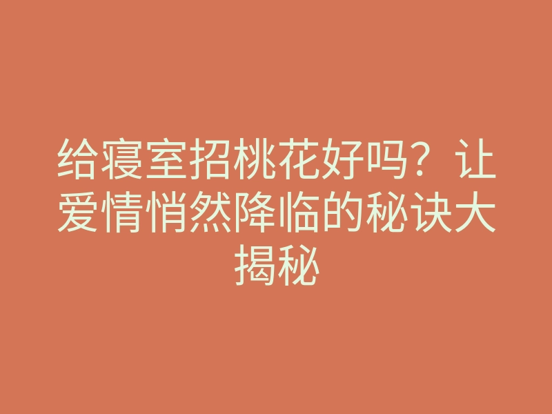 给寝室招桃花好吗?让爱情悄然降临的秘诀大揭秘