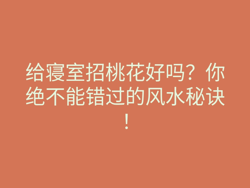 给寝室招桃花好吗?你绝不能错过的风水秘诀!