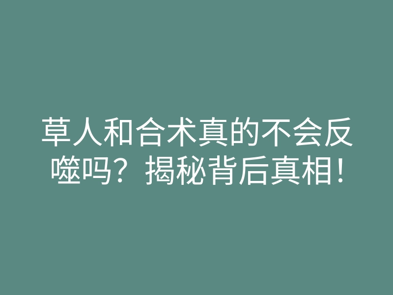 草人和合术真的不会反噬吗?揭秘背后真相!