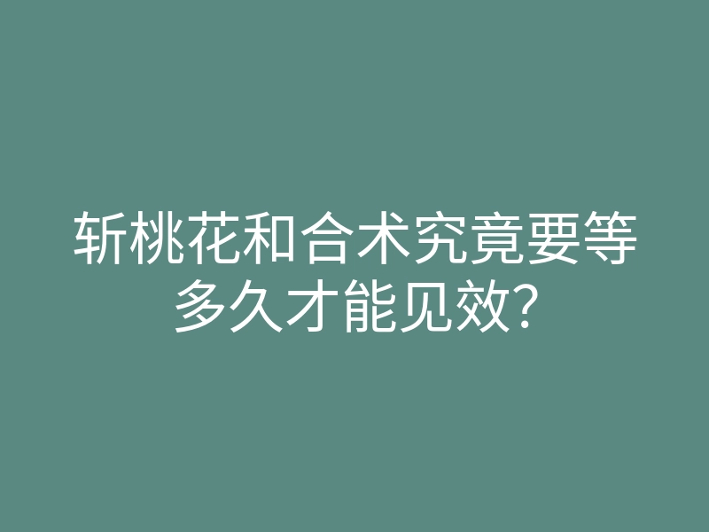斩桃花和合术究竟要等多久才能见效?